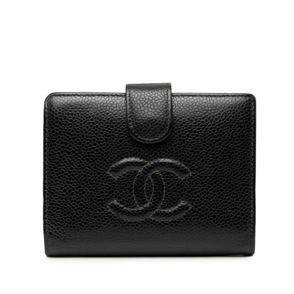 Chanel Coco Mark Bi-fold Wallet, Black Caviar Leather, Women's CHANEL